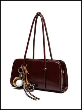 Glossy PU Leather Satchel Top Handle Crossbody Shoulder Bag